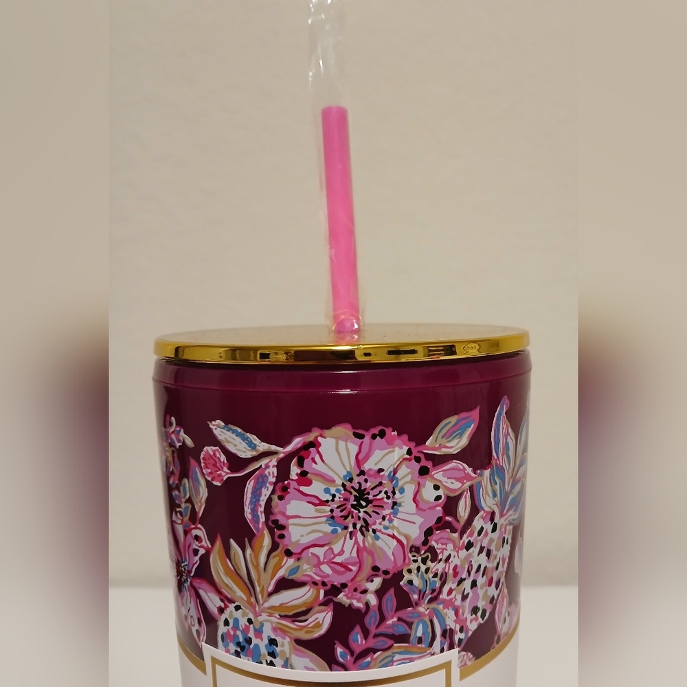 NWT Lilly Pulitzer Floral Tumbler With Straw - Picture 8 of 12